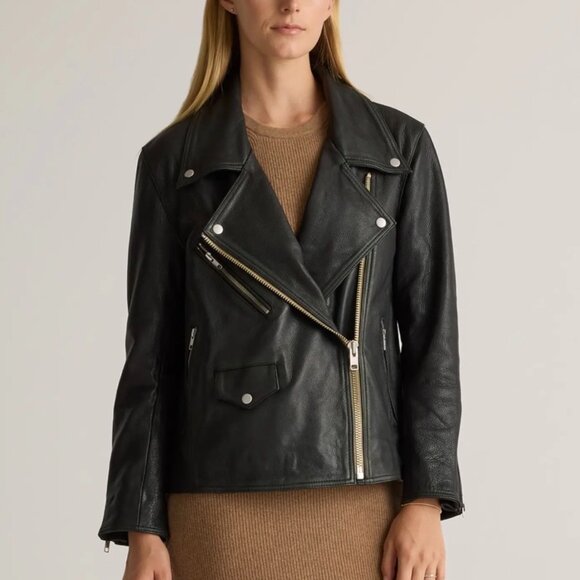 Quince Jackets & Blazers - NWT Quince 100% Leather Oversized Biker Jacket size M
